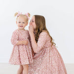 Rose Gold Velvet Sequin Dress Girls Occasion Dresses Mila & Rose