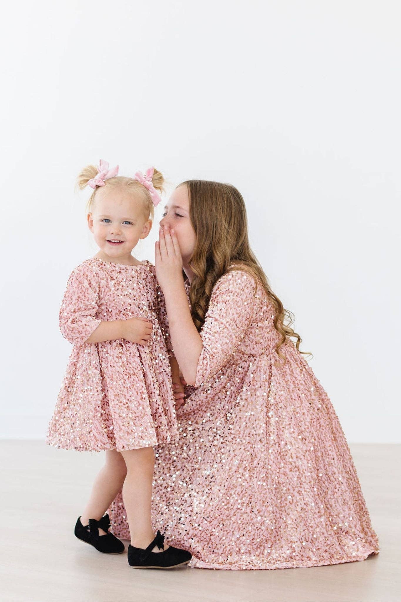 Rose Gold Velvet Sequin Dress Girls Occasion Dresses Mila & Rose