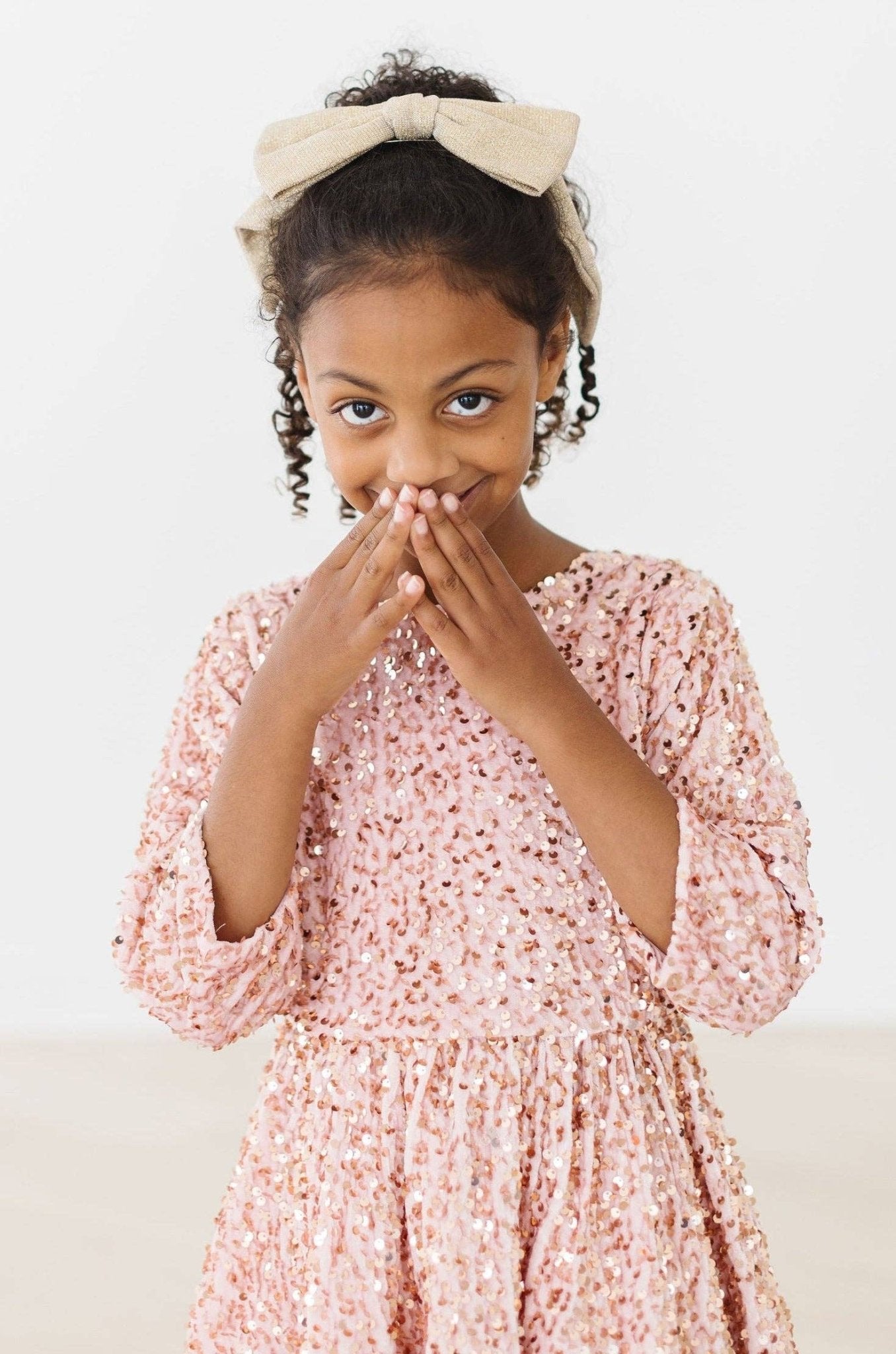 Rose Gold Velvet Sequin Dress Girls Occasion Dresses Mila & Rose