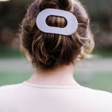 Round Flat Hair Clip - Large - Silver Flames Hair Accessories Teleties
