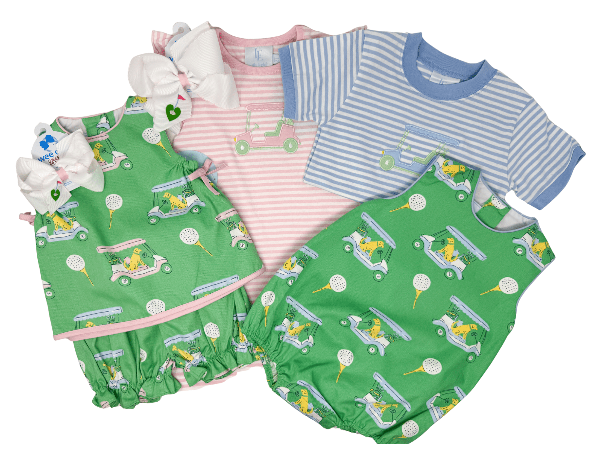 Round Neck Bubble - Blue Paws on Par Boys Bubbles + Rompers Little English