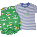 Round Neck Bubble - Blue Paws on Par Boys Bubbles + Rompers Little English