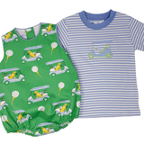 Round Neck Bubble - Blue Paws on Par Boys Bubbles + Rompers Little English