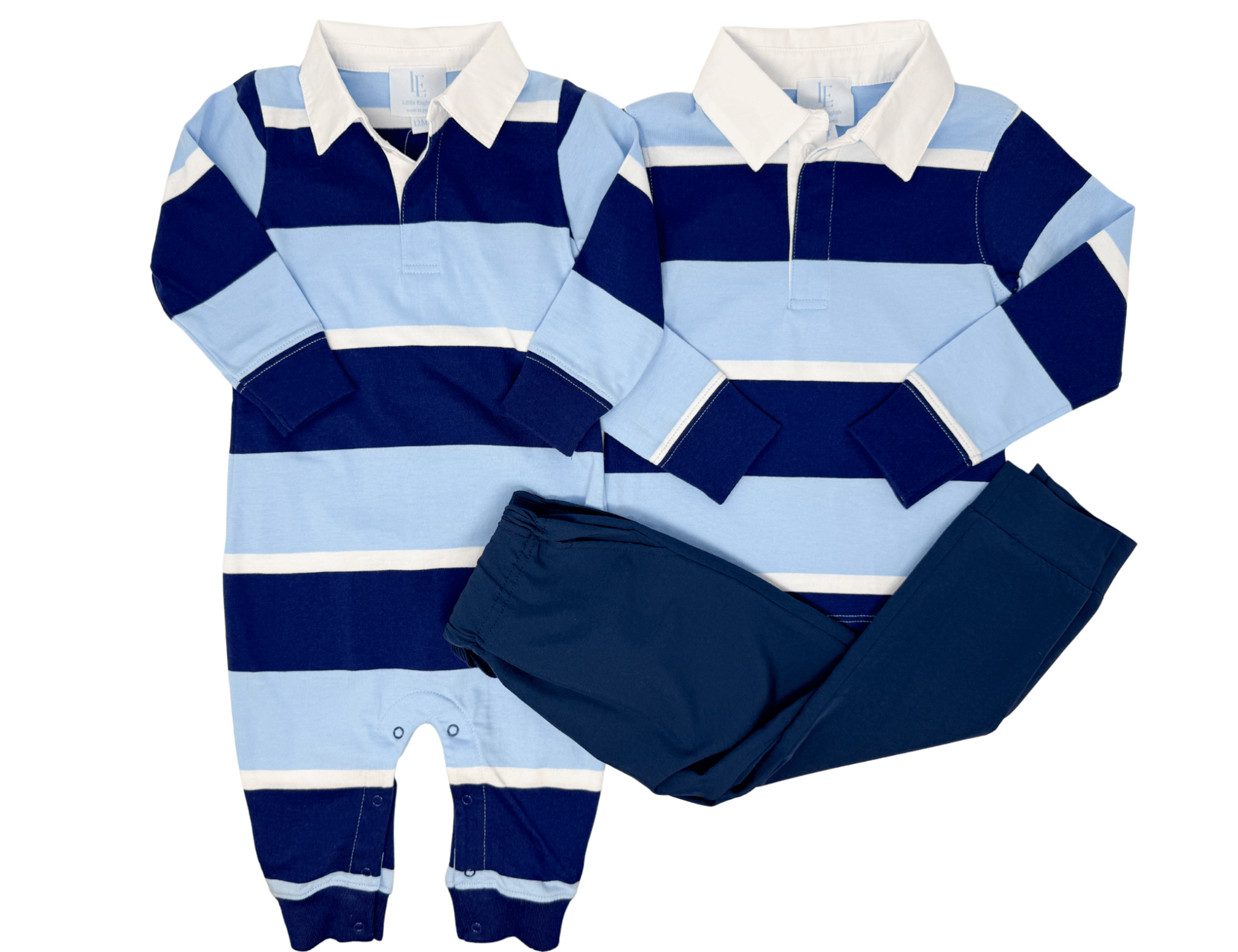 Rugby Polo Romper - Varsity Stripe - Sugar Babies Children's Boutique/Meg's Shoppe