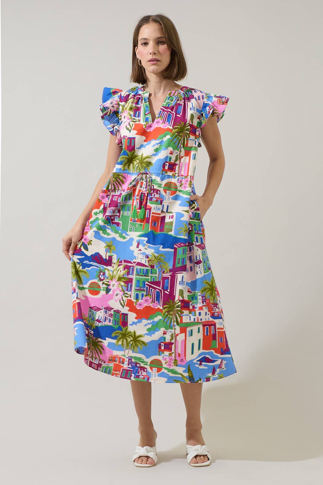 Rumi Town Ruffle Midi Dress Long Dresses Sugarlips