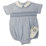 Ryan Boy's Bubble - Blue Tiny Stripe Boys Bubbles + Rompers Petit Bebe