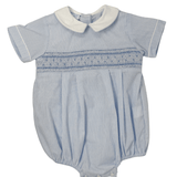 Ryan Boy's Bubble - Blue Tiny Stripe Boys Bubbles + Rompers Petit Bebe