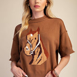 Saddle Up Short Sleeve Sweater - Sugar Babies Children's Boutique/Meg's Shoppe