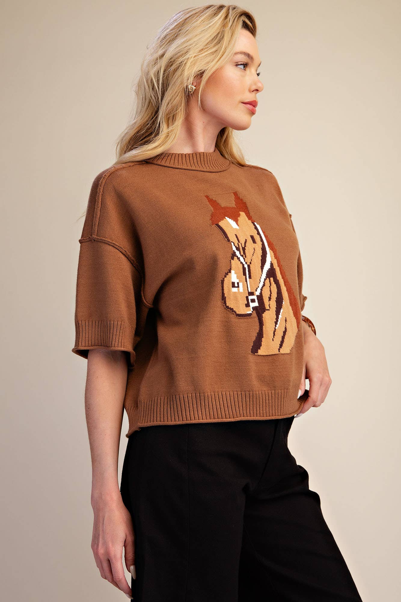 Saddle Up Short Sleeve Sweater - Sugar Babies Children's Boutique/Meg's Shoppe