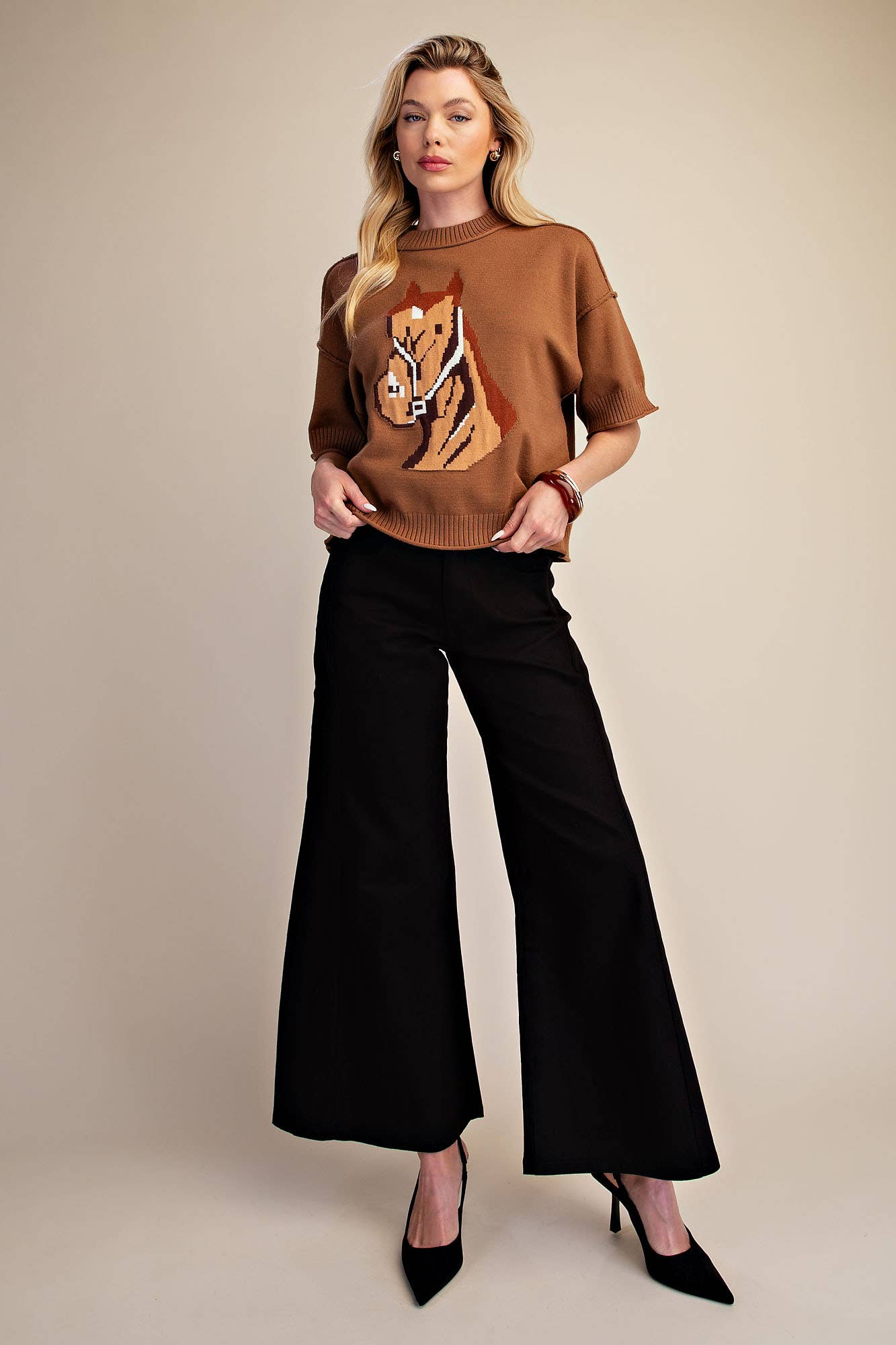 Saddle Up Short Sleeve Sweater - Sugar Babies Children's Boutique/Meg's Shoppe