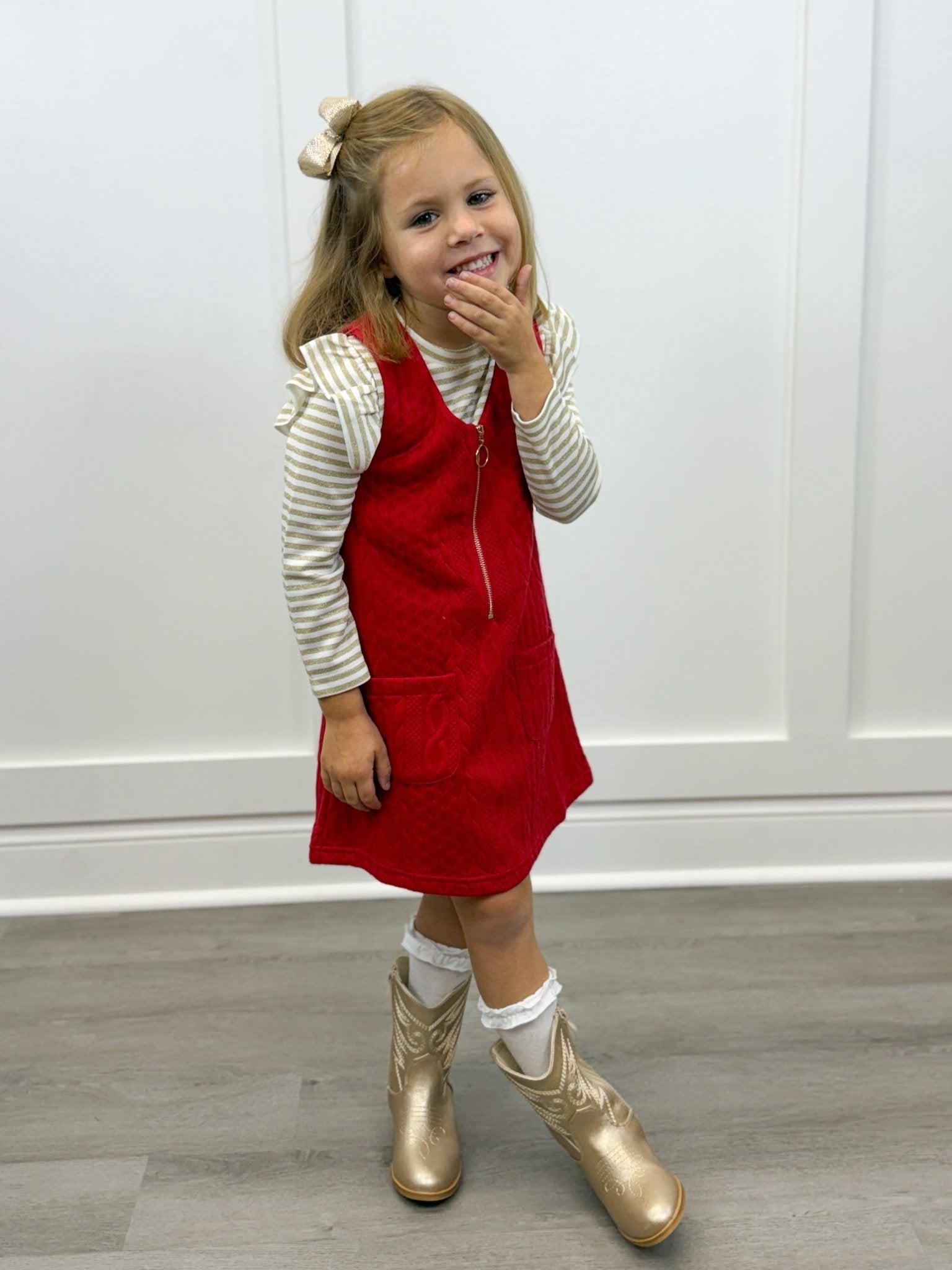 Sadie Top - Gold Stripe - Sugar Babies Children's Boutique/Meg's Shoppe