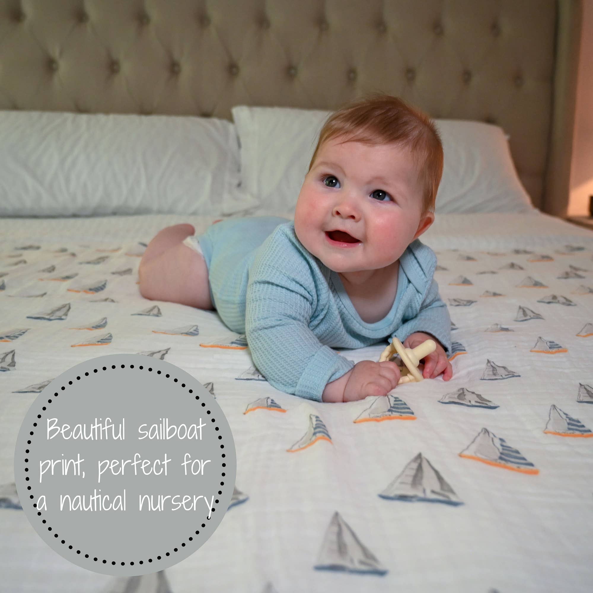 Sailing Away Baby Muslin Swaddle Blanket Baby Accessories LollyBanks