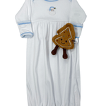 Santa Baby Embroidered Gown - Lt. Blue Baby Sleepwear Magnolia Baby