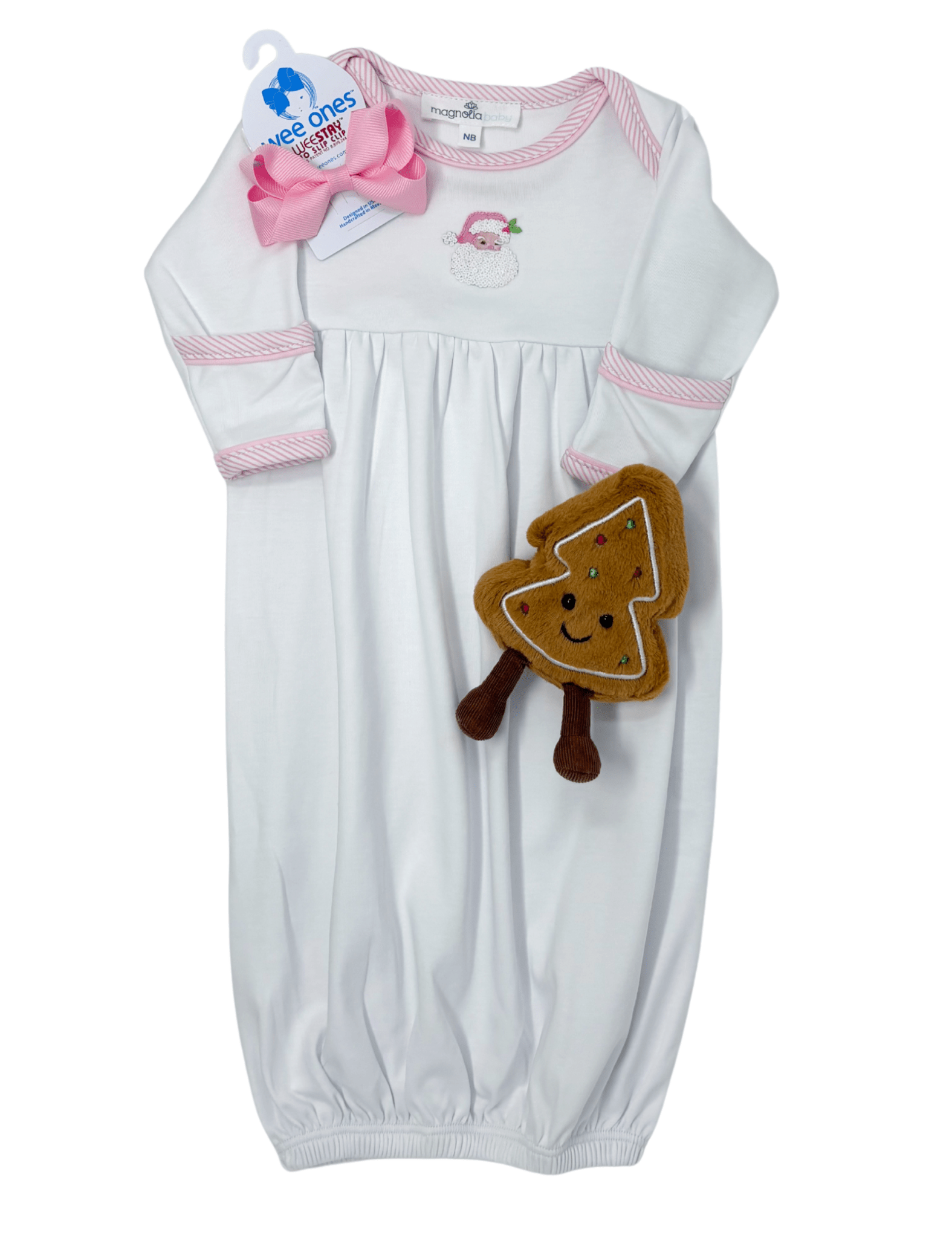 Santa Baby Embroidered Gown - Pink - Sugar Babies Children's Boutique/Meg's Shoppe