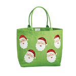 Santa Green Classic Sparkle Tote Seasonal Mudpie