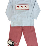 Santa Smocked Boys Pant Set Boys Sets Three Sisters