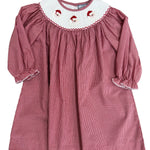 Santa Smocked L/S Bishop Girls Occasion Dresses Three Sisters