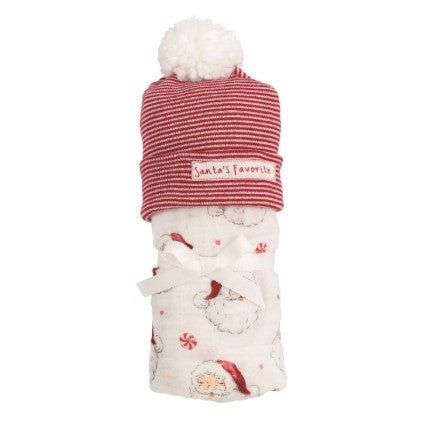 Santa Swaddle & Hat Set Seasonal Mudpie