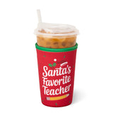 Santa's Favorite Teacher Iced Cup Coolie - Medium - Sugar Babies Children's Boutique/Meg's Shoppe