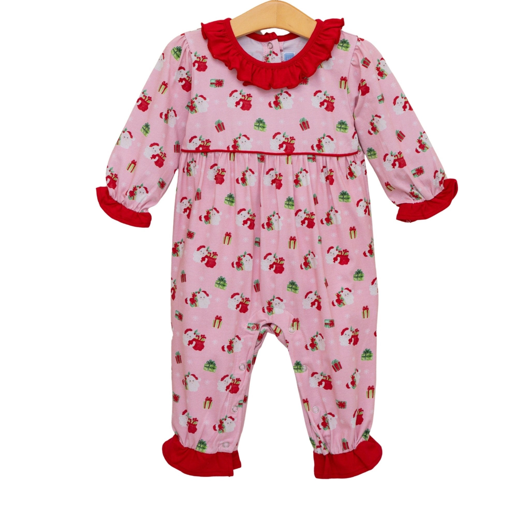 Santa's Workshop Ruffle Romper Girls Bubbles + Rompers Trotter Street Kids