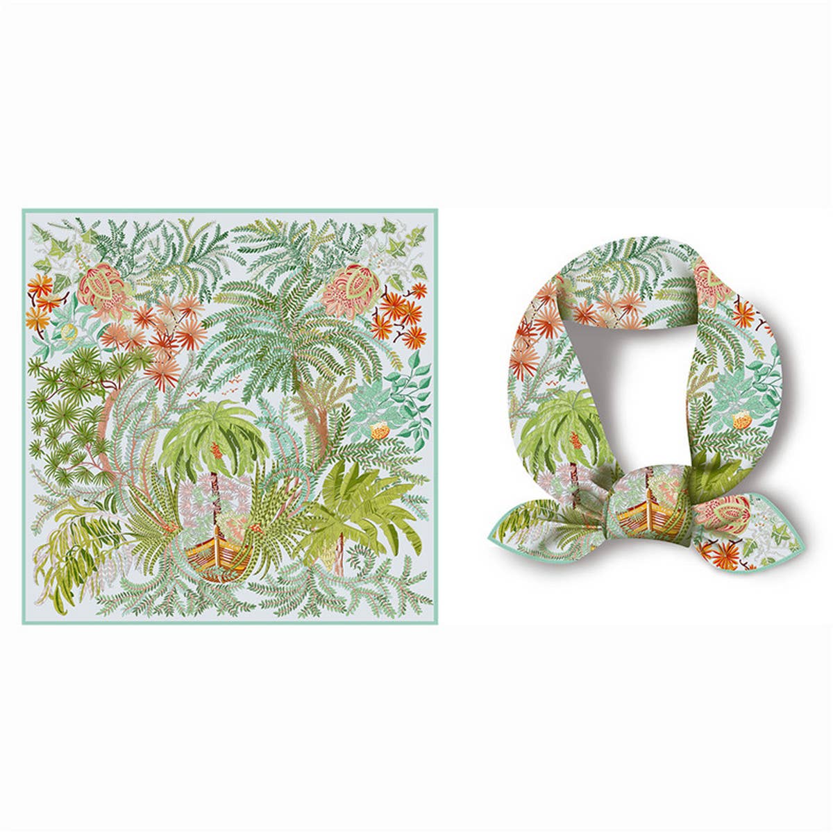 Satin Square Scarf – Palm Paradise - Sugar Babies Children's Boutique/Meg's Shoppe