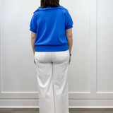 Scallop Popover Polo - Blue Tops Umgee