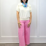 Scallop Popover Polo - Cream Tops Umgee