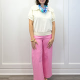 Scallop Popover Polo - Cream Tops Umgee