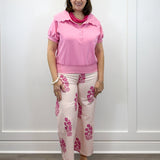Scallop Popover Polo - Pink Tops Umgee