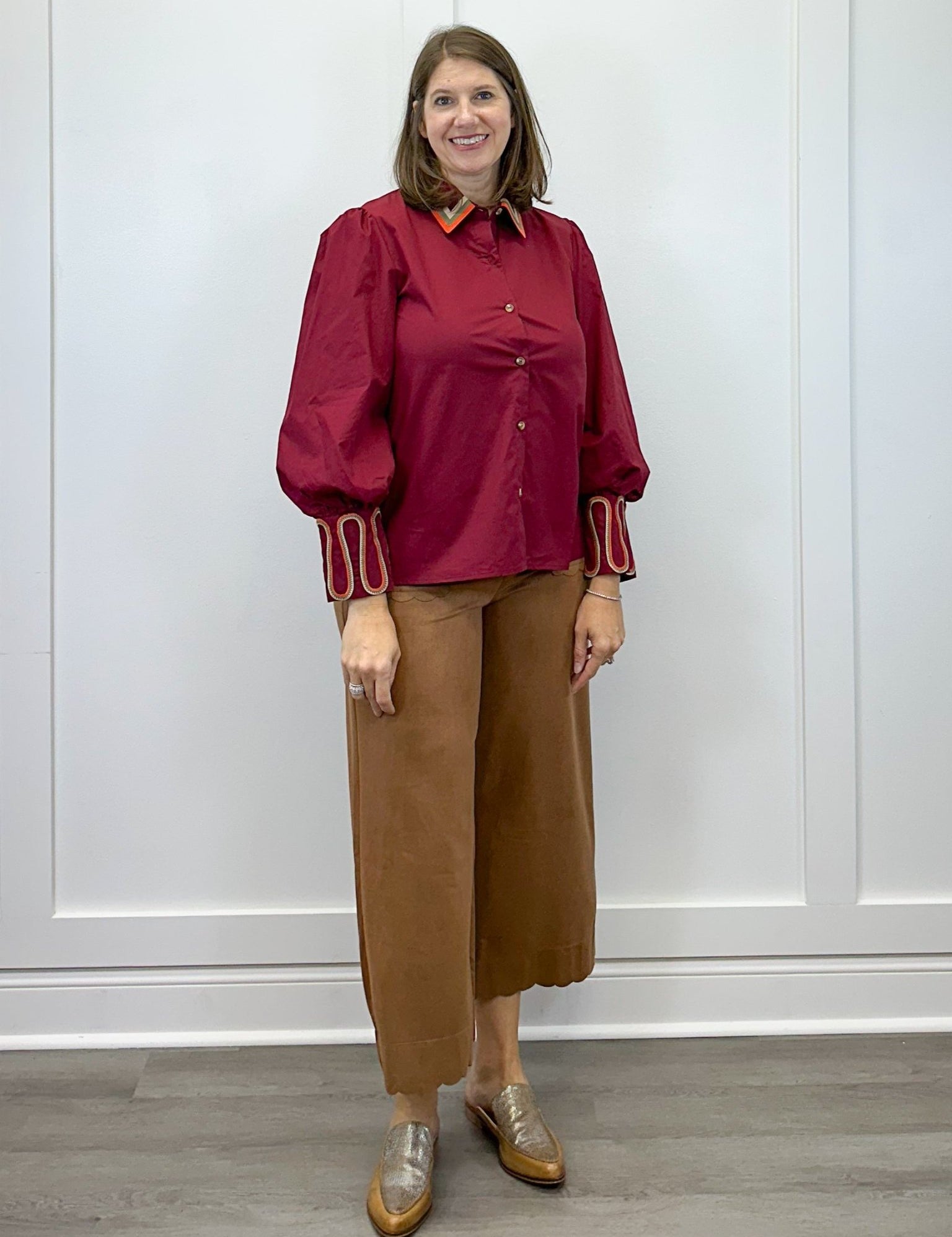 Scalloped Suede Culottes - Camel Pants Jodifl