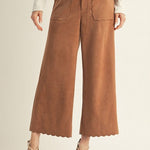 Scalloped Suede Culottes - Camel Pants Jodifl