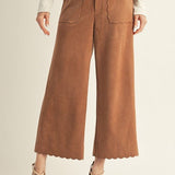 Scalloped Suede Culottes - Camel Pants Jodifl