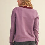 Scalloped Sweater Cardigan - Mauve Burgundy Sweaters &Merci