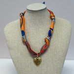 Scarf Necklace ~ Orange: Gold Heart Necklaces Deep South Originals, LLC