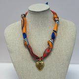 Scarf Necklace ~ Orange: Gold Heart Necklaces Deep South Originals, LLC