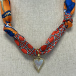 Scarf Necklace ~ Orange: White Heart Necklaces Deep South Originals, LLC