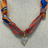 Scarf Necklace ~ Orange: White Heart Necklaces Deep South Originals, LLC