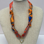 Scarf Necklace ~ Orange: White Heart Necklaces Deep South Originals, LLC