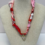 Scarf Necklace ~ Pink Horse Pattern: White Heart Necklaces Deep South Originals, LLC
