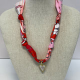 Scarf Necklace ~ Pink Horse Pattern: White Heart Necklaces Deep South Originals, LLC