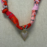 Scarf Necklace ~ Pink Horse Pattern: White Heart Necklaces Deep South Originals, LLC