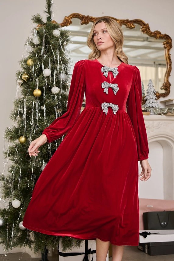 Scarlet Bow Midi Dress Long Dresses Sugarlips