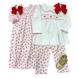 Scarlett Bows Bishop L/S Gown - Red Baby Sleepwear Magnolia Baby