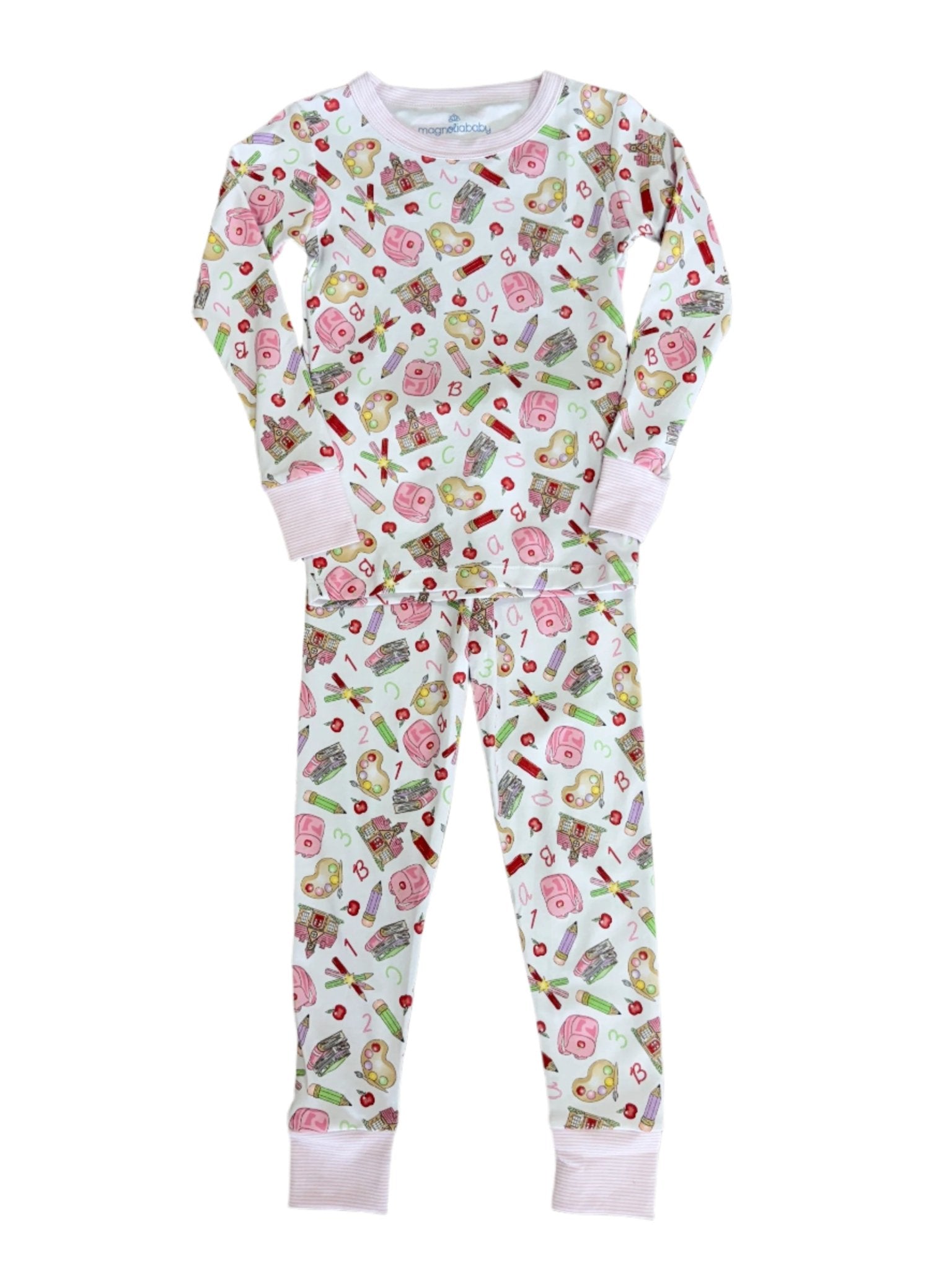 School Day Sweetness L/S Pajamas - Pink Kids Pajamas Magnolia Baby