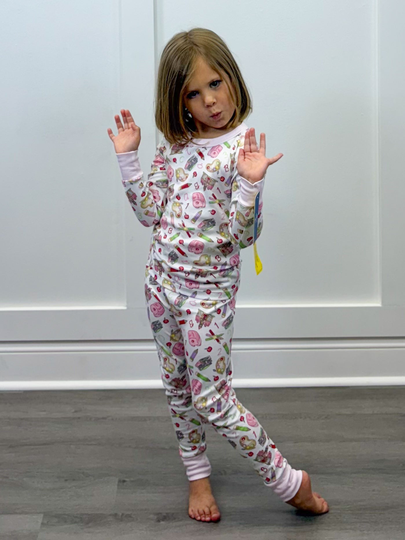 School Day Sweetness L/S Pajamas - Pink Kids Pajamas Magnolia Baby