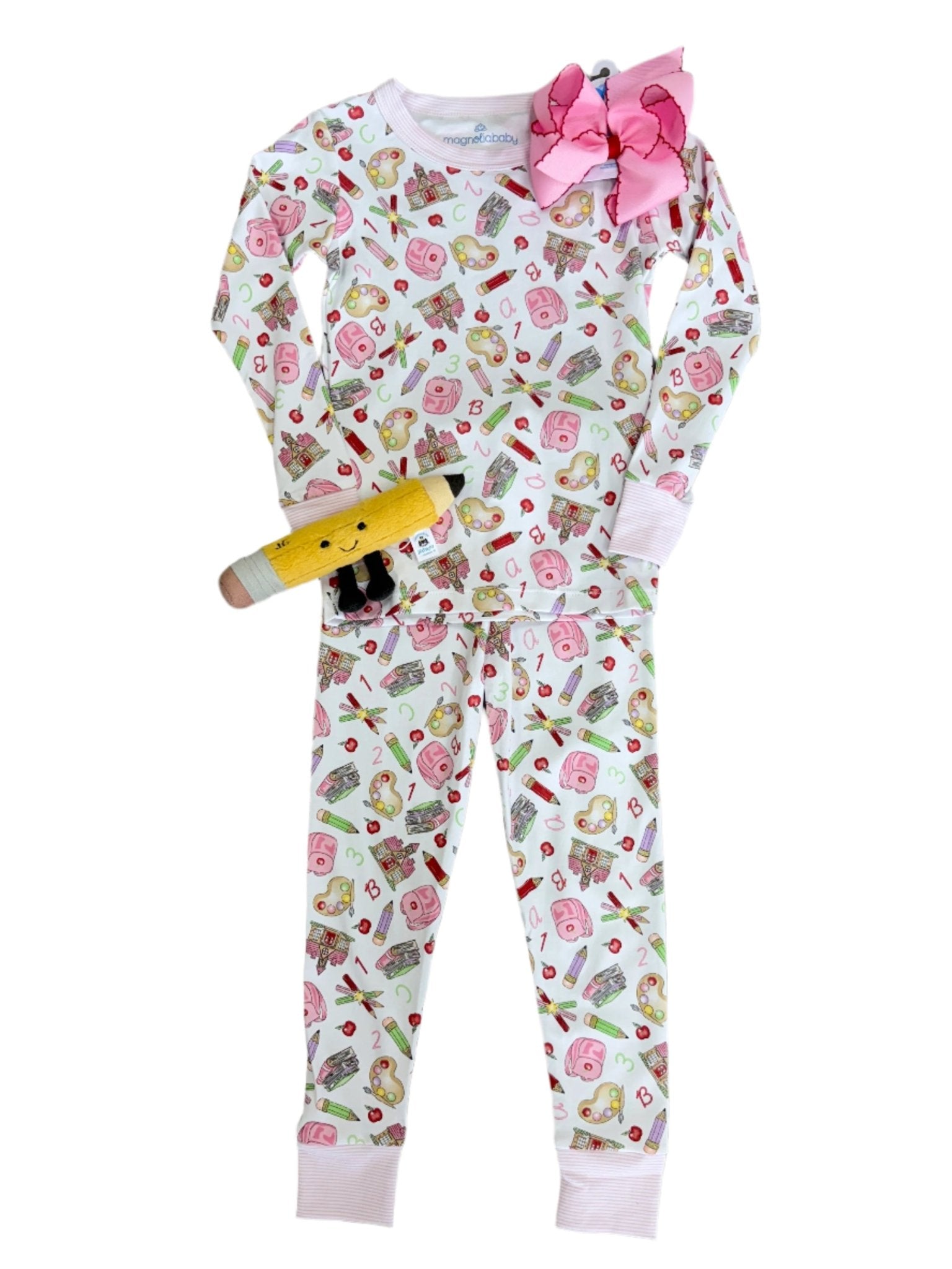 School Day Sweetness L/S Pajamas - Pink Kids Pajamas Magnolia Baby