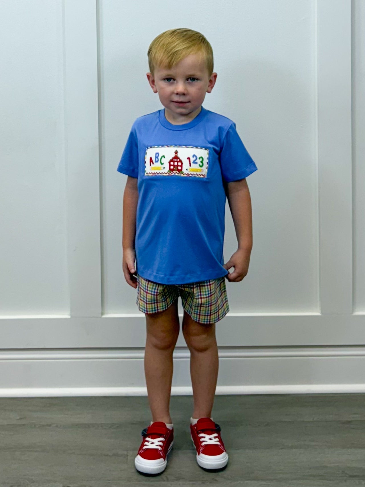 School Days Smocked Boys Short Set