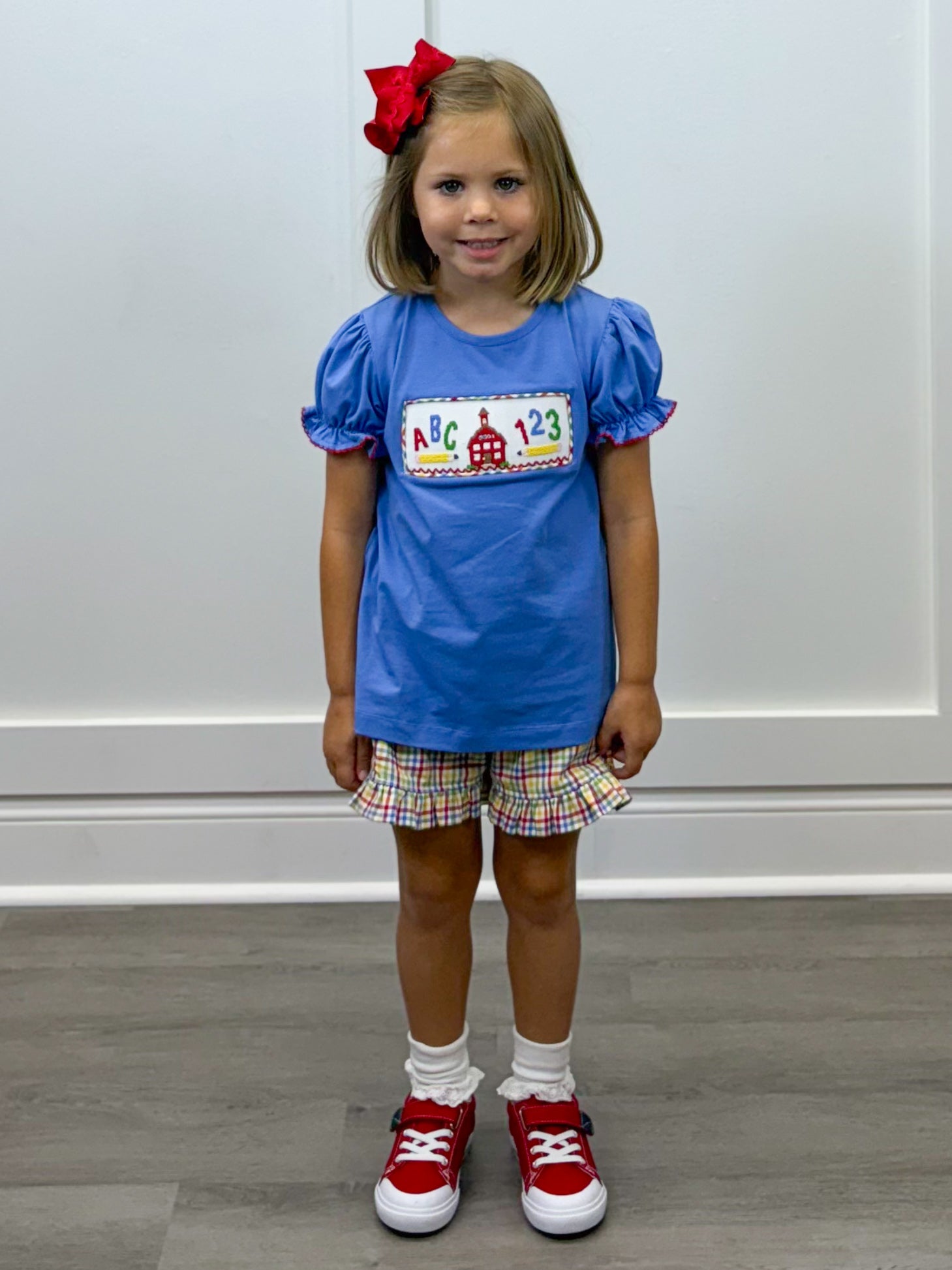School Days Smocked Girls Short Set