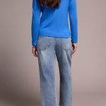 Scoop Neck Knit Top w/ Side Slits - Ultrablue Tops Tribal