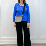 Scoop Neck Knit Top w/ Side Slits - Ultrablue Tops Tribal